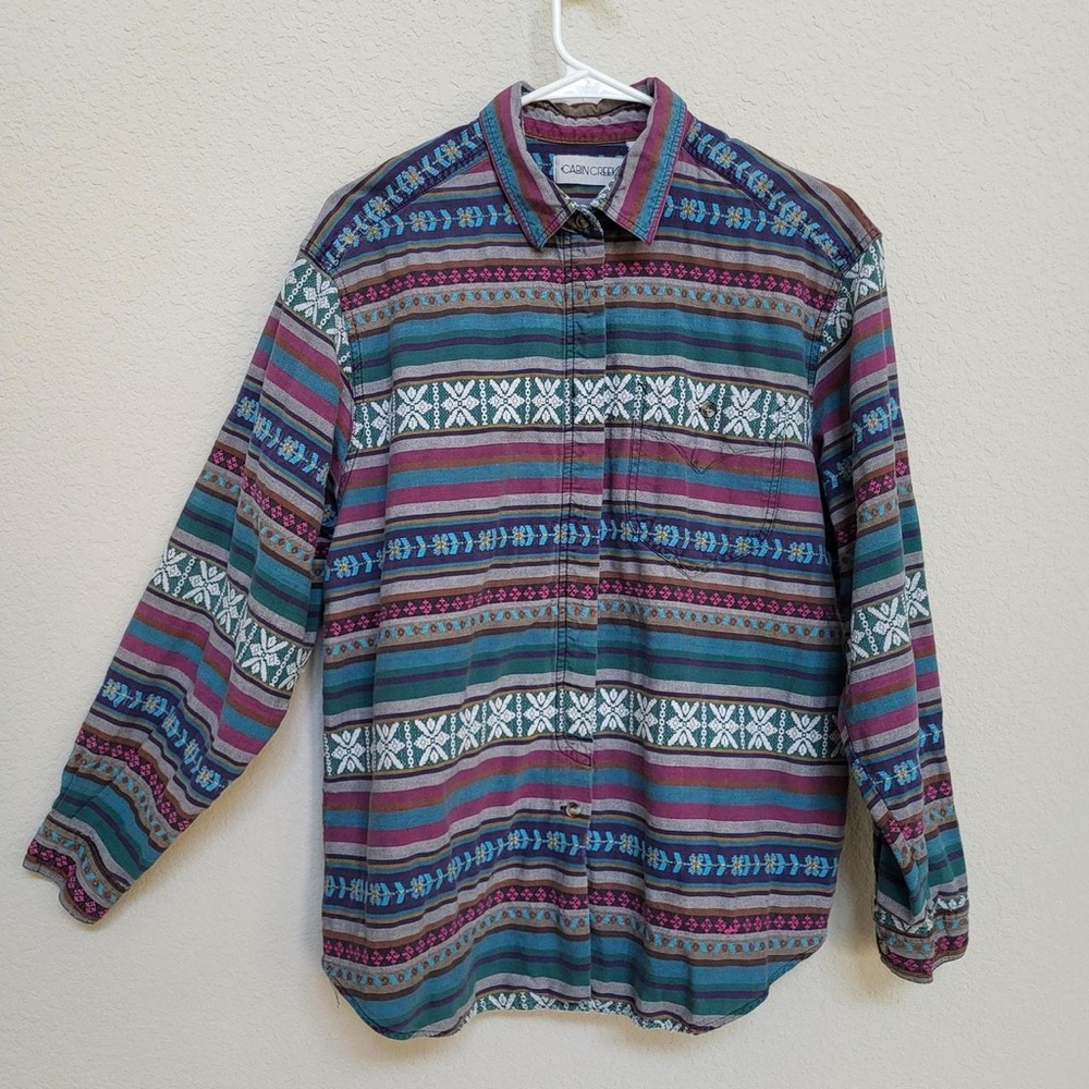 Cabin Creek Multicolor Patterned Button Down Shirt - image 1